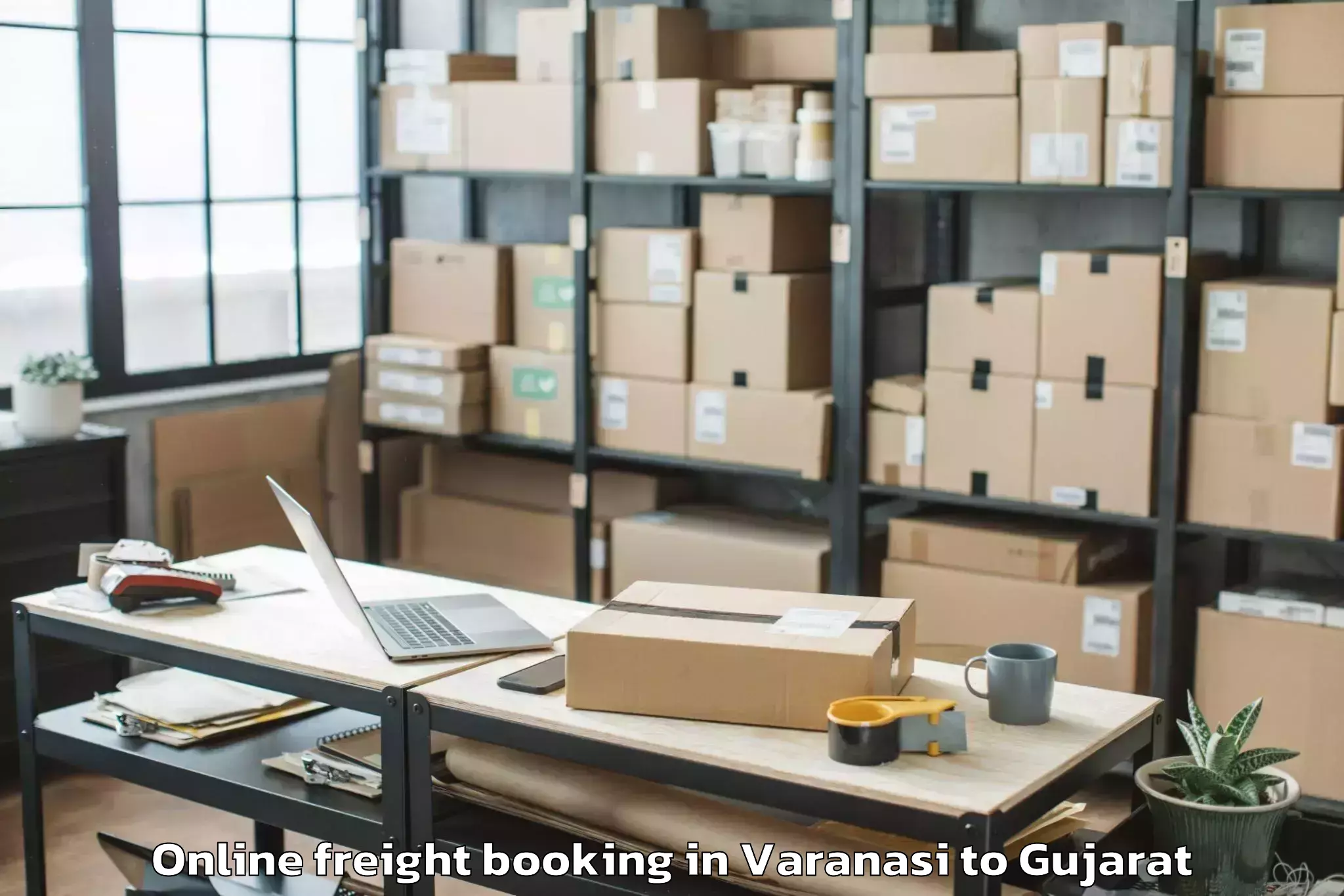 Top Varanasi to Ranavav Online Freight Booking Available